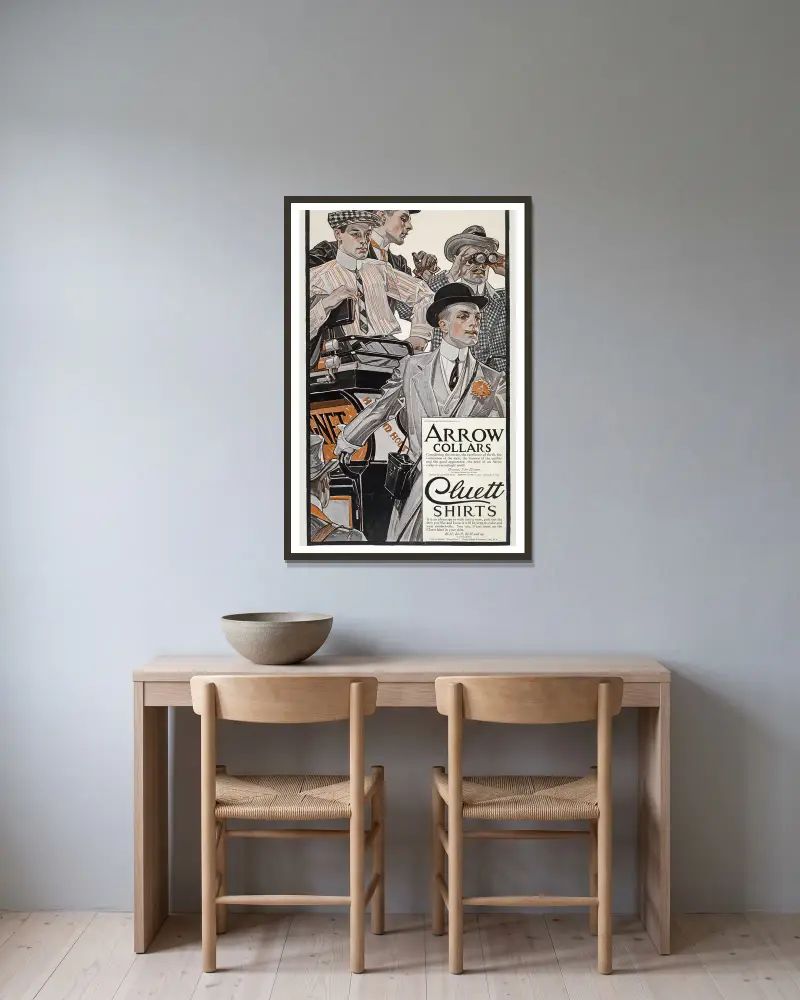 Kołnierzyki Arrow. Koszule Cluett, 1910, Joseph Christian Leyendecker w ramie na ścianie