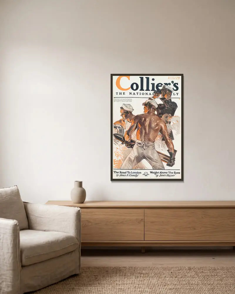 Colliers von Joseph Christian Leyendecker gerahmt an einer Wand