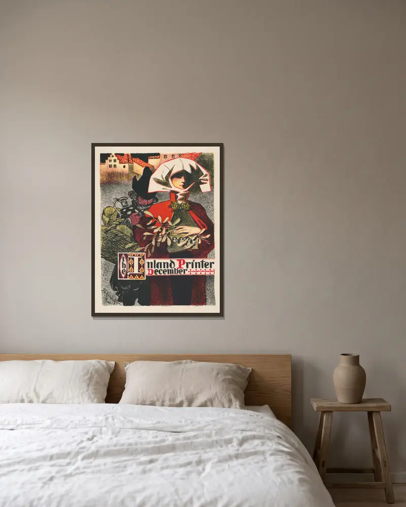 Inland Printer, December av Joseph Christian Leyendecker inramad på en vägg
