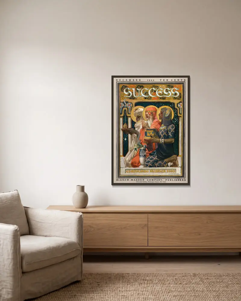 Success julnummer 1900 av Joseph Christian Leyendecker inramad på en vägg