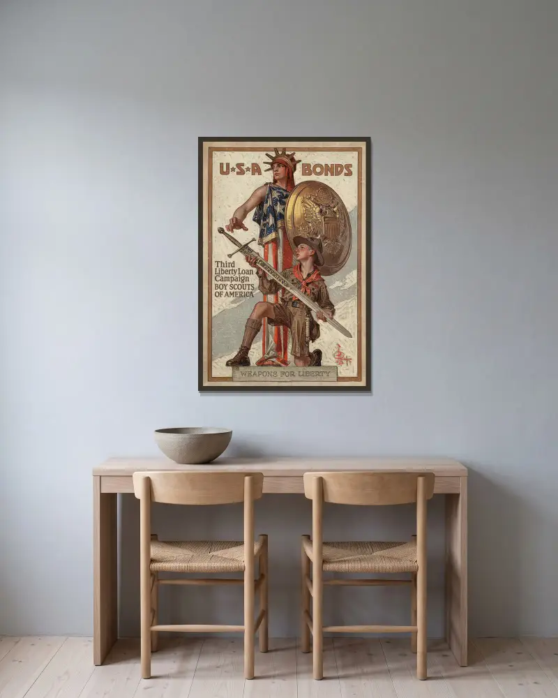 Waffen für die Freiheit von Joseph Christian Leyendecker gerahmt an einer Wand