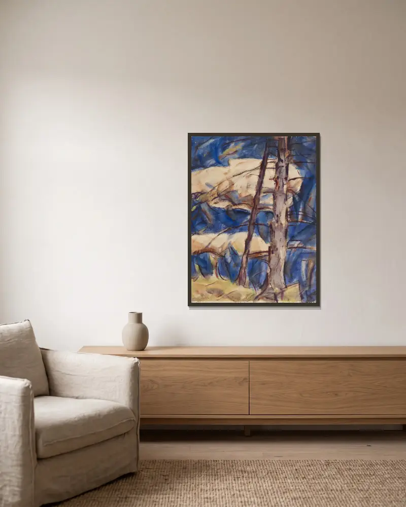 Nur Nadelbäume von Christian Rohlfs gerahmt an einer Wand