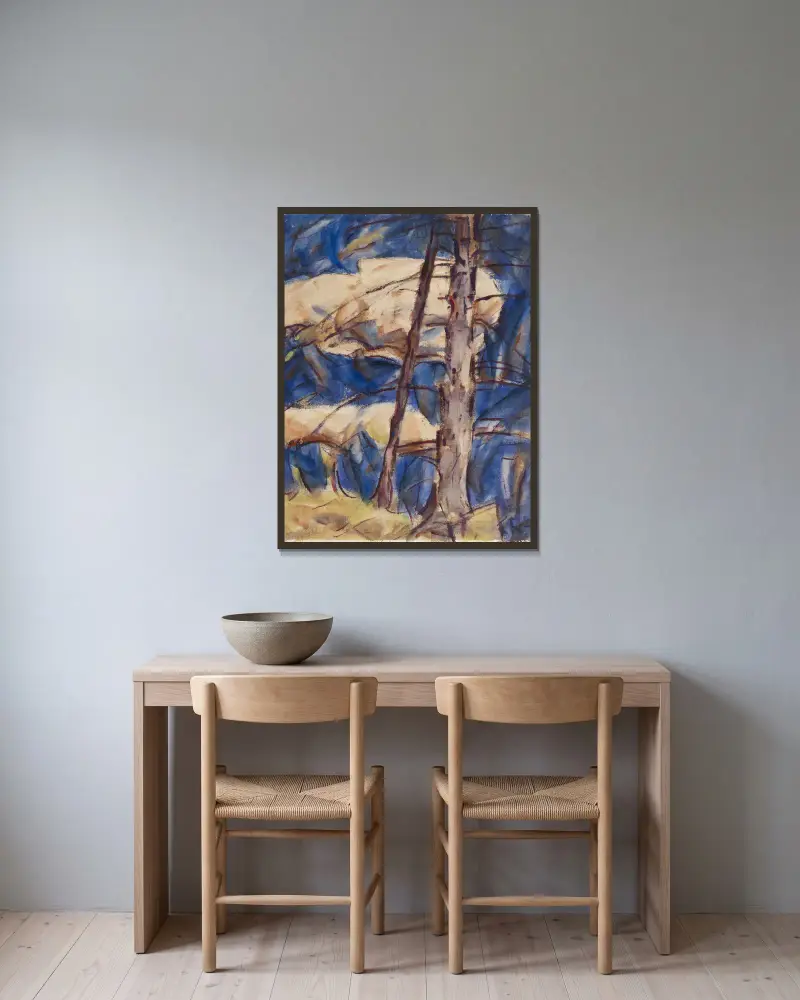 Nur Nadelbäume von Christian Rohlfs gerahmt an einer Wand