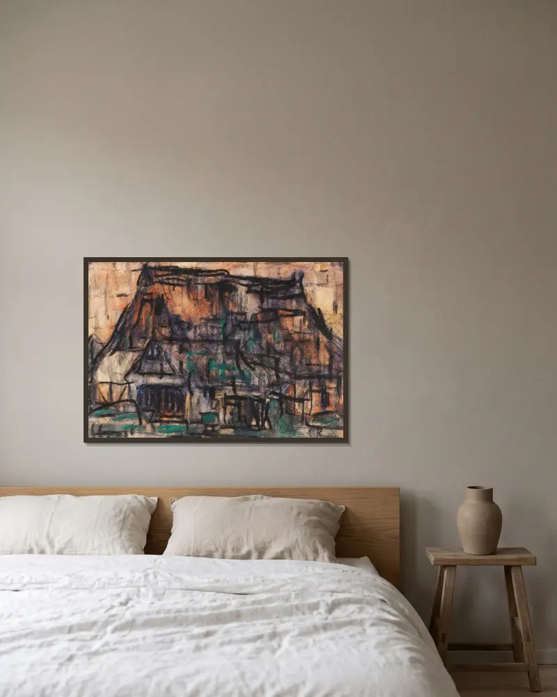 Haus in Soest av Christian Rohlfs inramad på en vägg