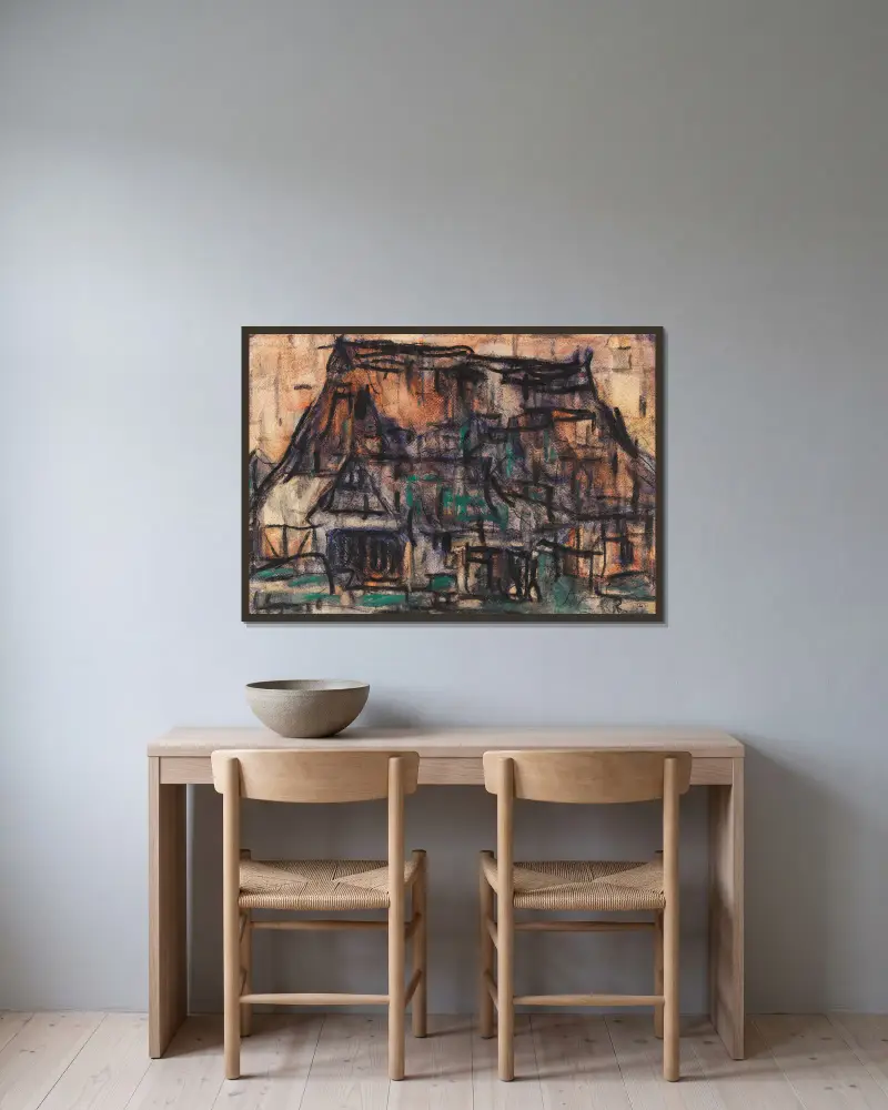Haus in Soest av Christian Rohlfs inramad på en vägg