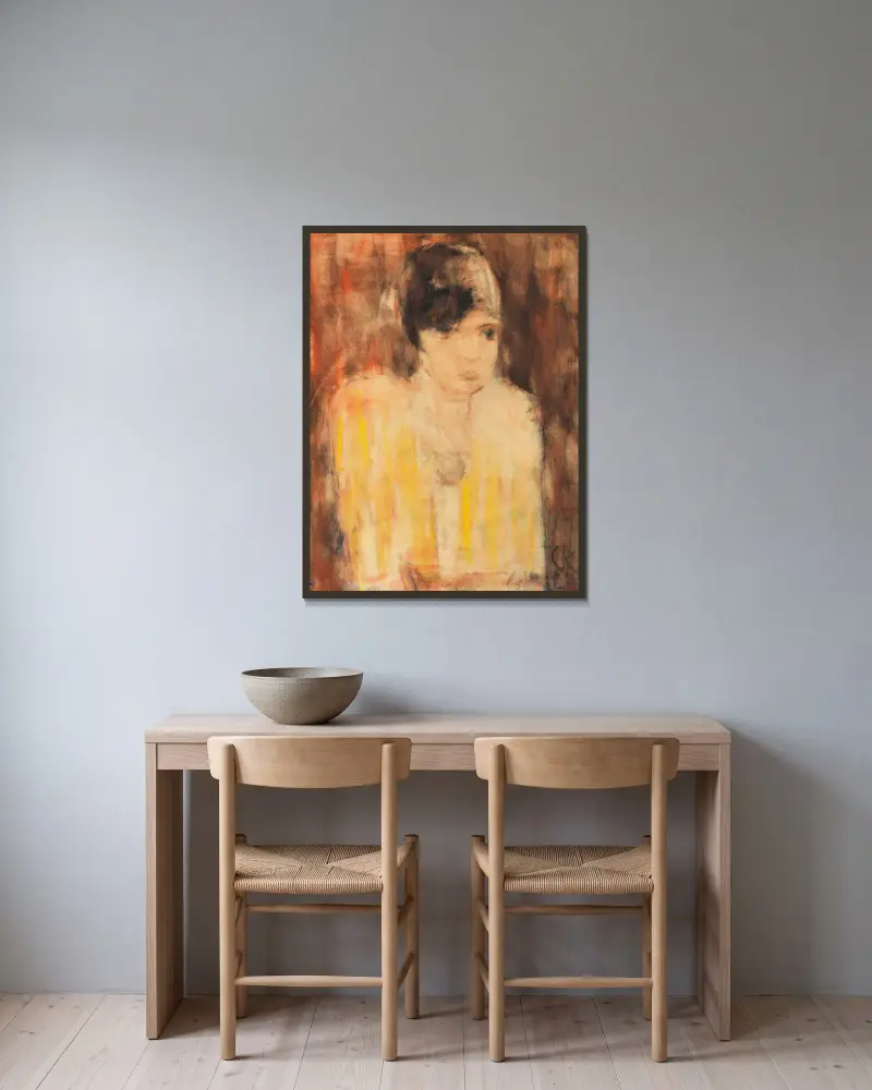 Kecke junge Dame (Flapper) av Christian Rohlfs inramad på en vägg