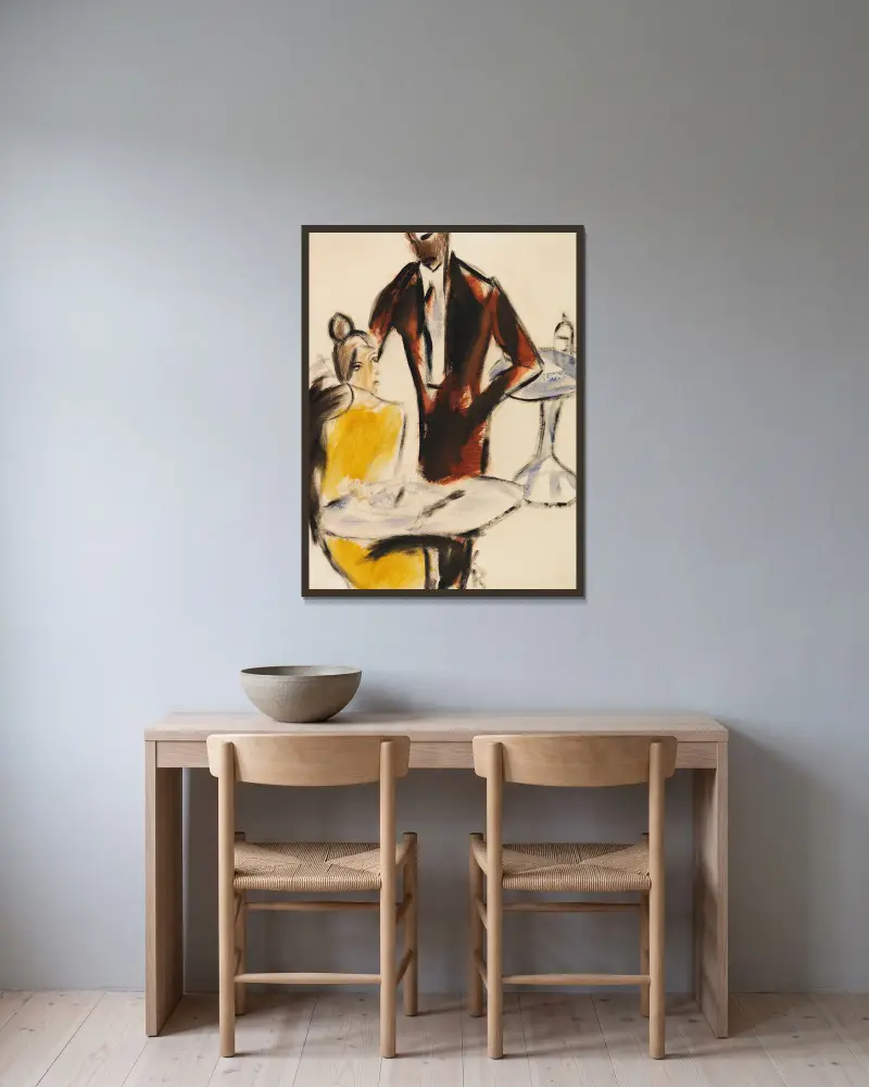 Paar (Szene im Café) von Christian Rohlfs gerahmt an einer Wand