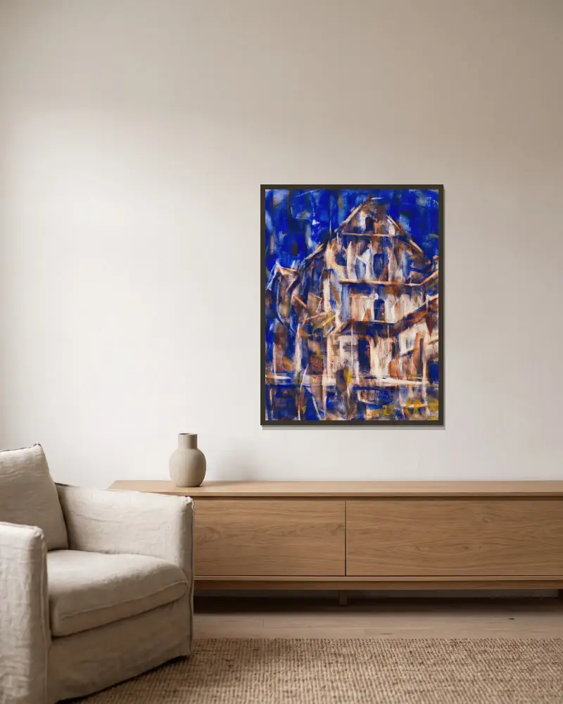 Tessiner Häuser I von Christian Rohlfs gerahmt an einer Wand