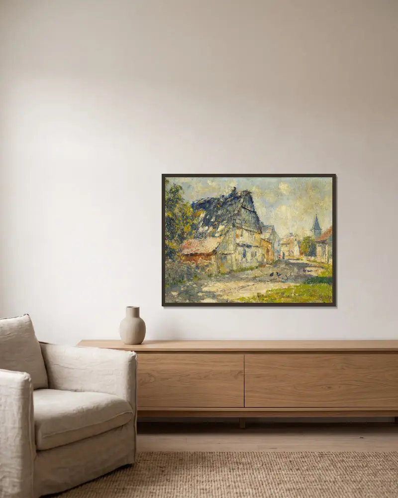 Dorfstraße in Ehringsdorf bei Weimar von Christian Rohlfs gerahmt an einer Wand