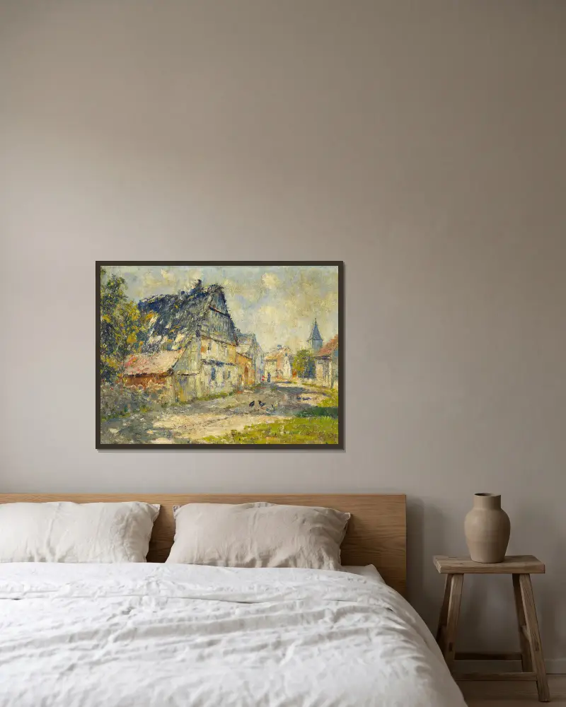 Dorfstraße in Ehringsdorf bei Weimar von Christian Rohlfs gerahmt an einer Wand