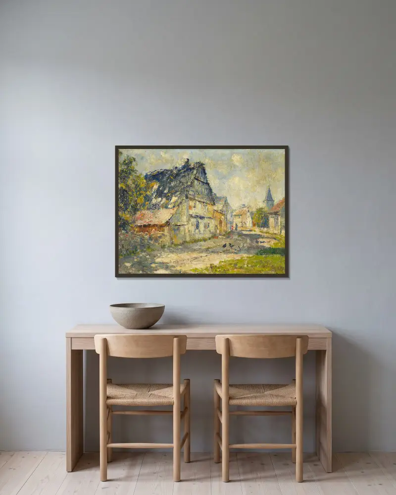 Dorfstraße in Ehringsdorf bei Weimar von Christian Rohlfs gerahmt an einer Wand