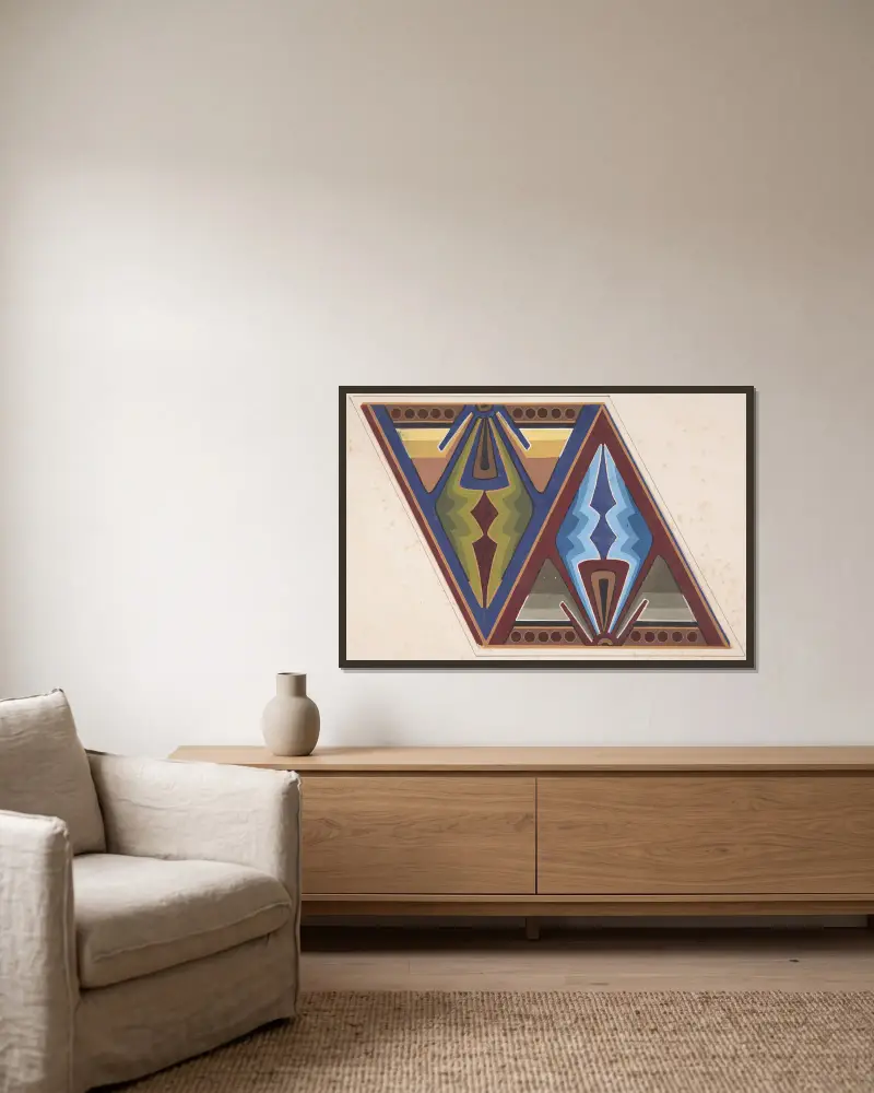 Design drawing, 1883 – nr 2 av Christopher Dresser inramad på en vägg