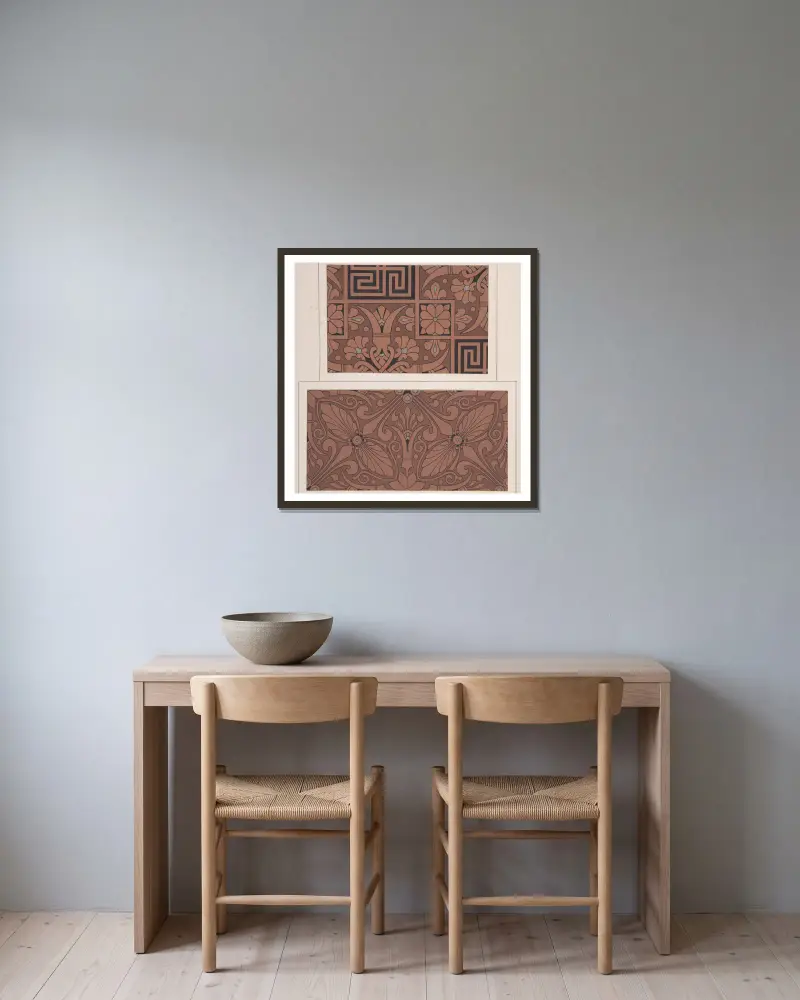 Designzeichnung, 1883 – Nr. 9 von Christopher Dresser gerahmt an einer Wand