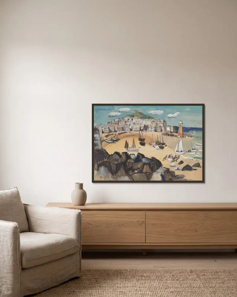 St Ives av Christopher Wood inramad på en vägg