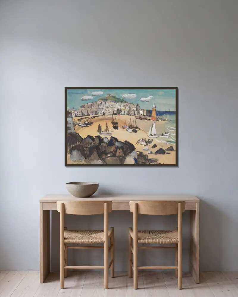 St Ives av Christopher Wood inramad på en vägg