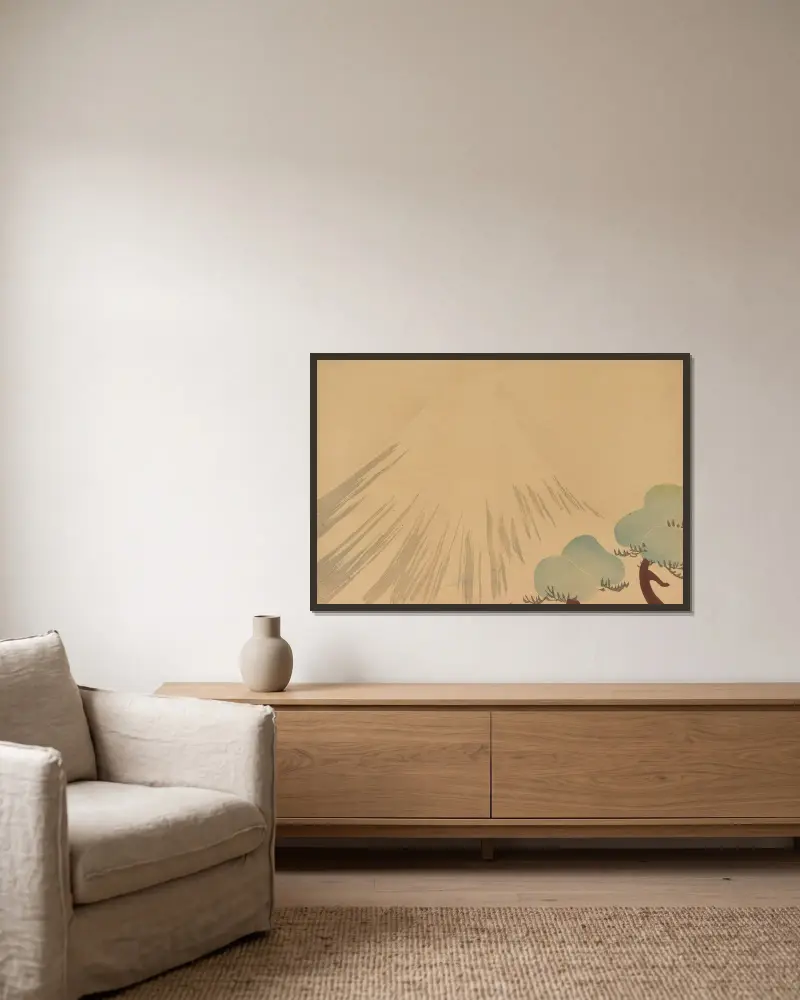 Das Kōrin-Bild, Blatt 13 von Hōchū Nakamura gerahmt an einer Wand