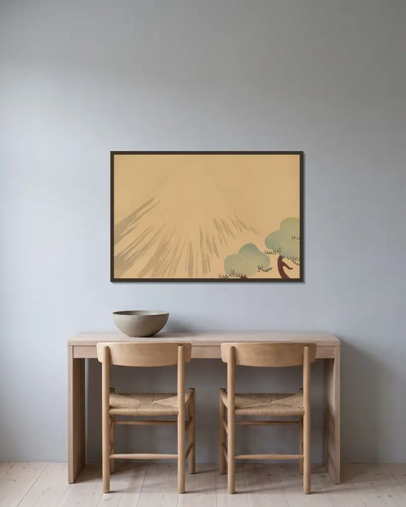 Das Kōrin-Bild, Blatt 13 von Hōchū Nakamura gerahmt an einer Wand