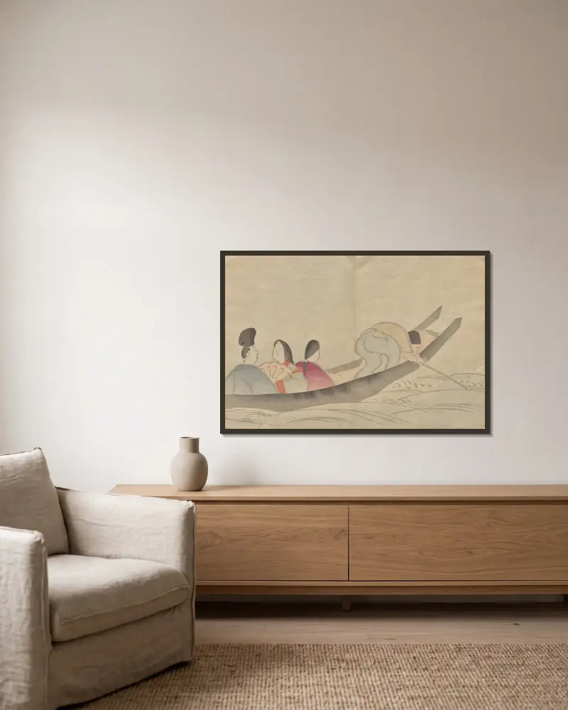 Das Kōrin-Bilderbuch, Tafel 24 von Hōchū Nakamura gerahmt an einer Wand