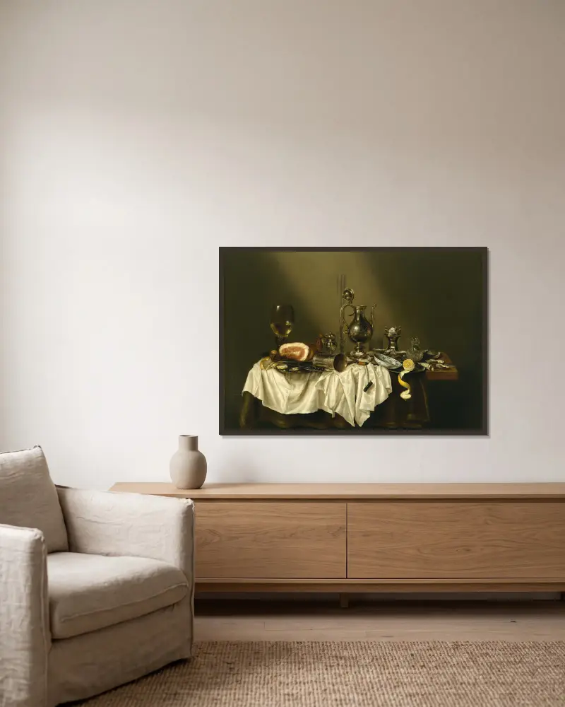 Banquet Piece with Ham av Willem Claesz Heda inramad på en vägg