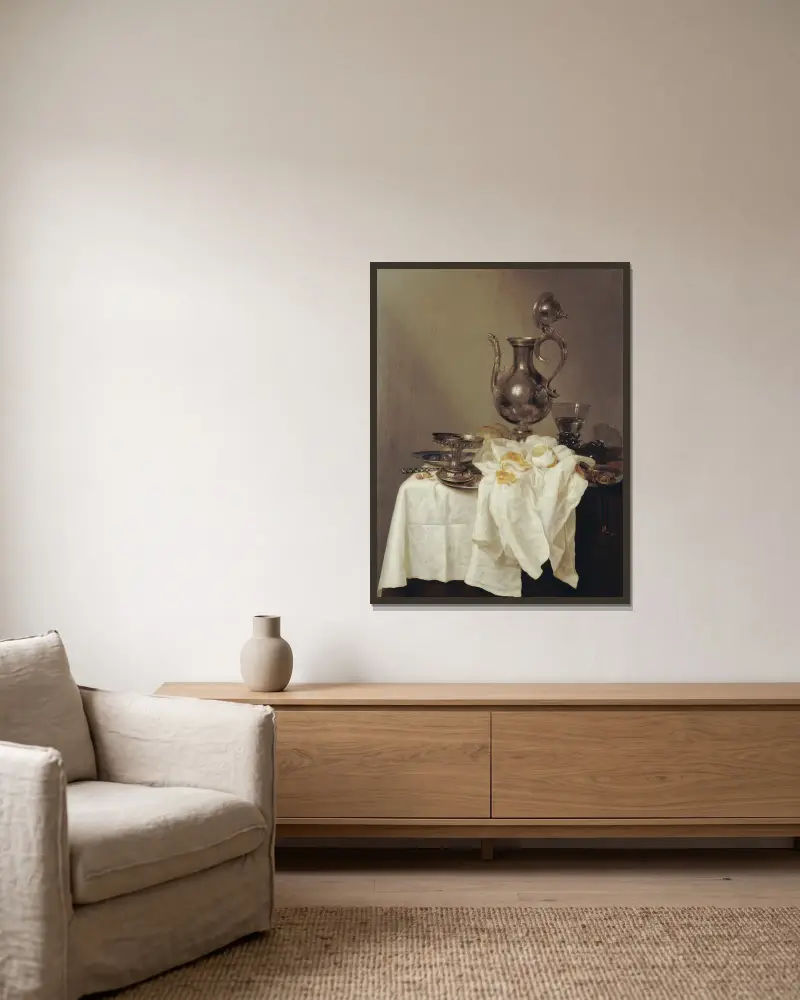 Zátiší s konvicí, Willem Claesz Heda v rámu na stěně