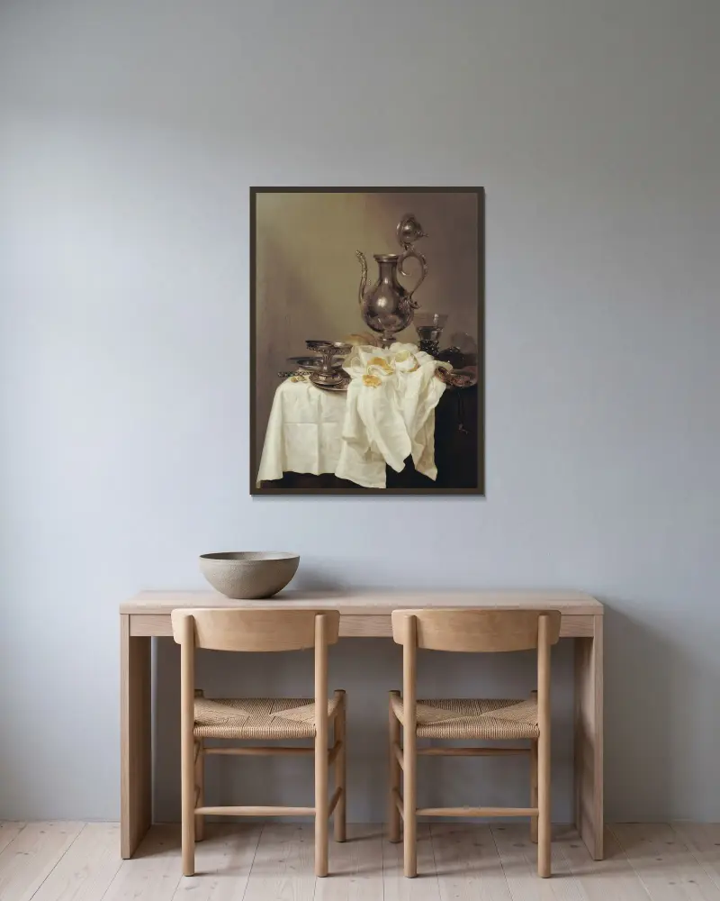 Zátiší s konvicí, Willem Claesz Heda v rámu na stěně