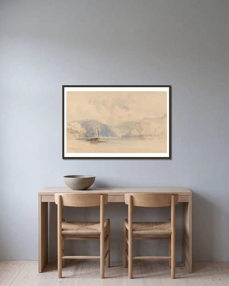 Die Burgen Rheinfels und Thurnberg am Rhein von Clarkson Stanfield gerahmt an einer Wand