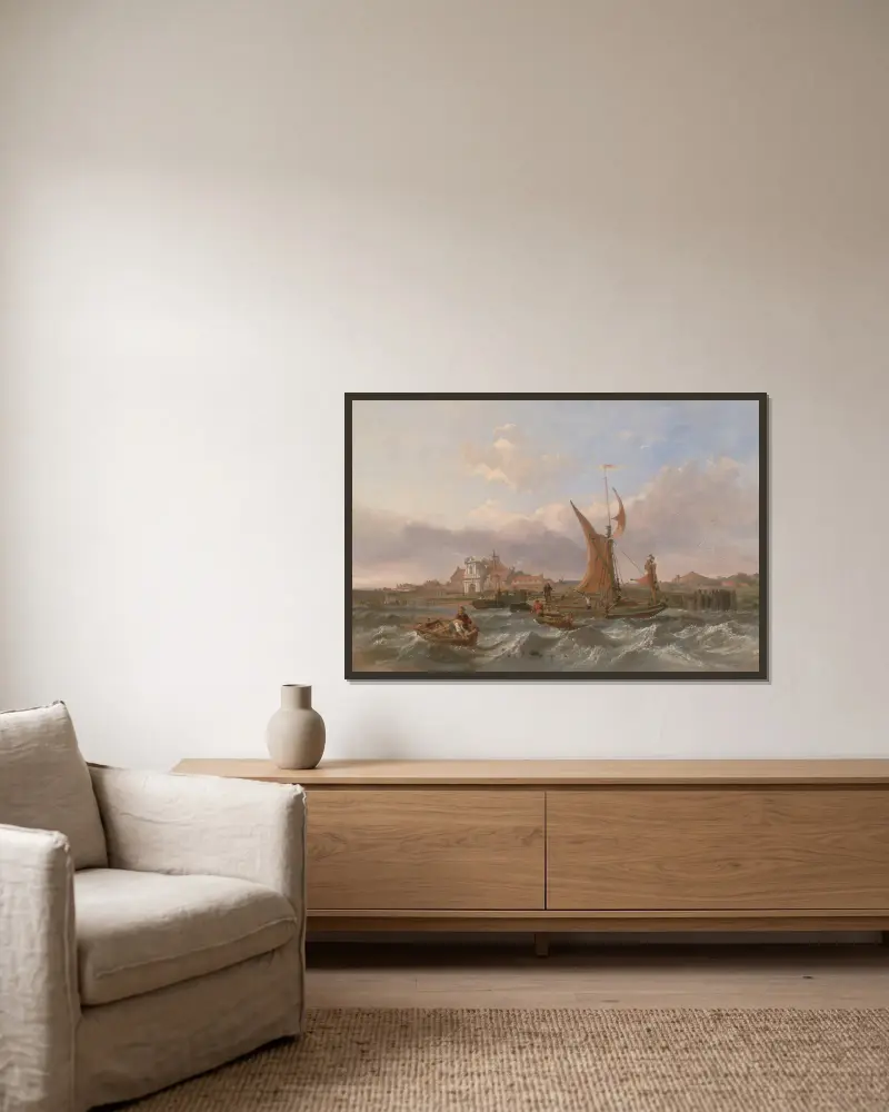 Tilbury Fort–Wind Against the Tide av Clarkson Stanfield inramad på en vägg