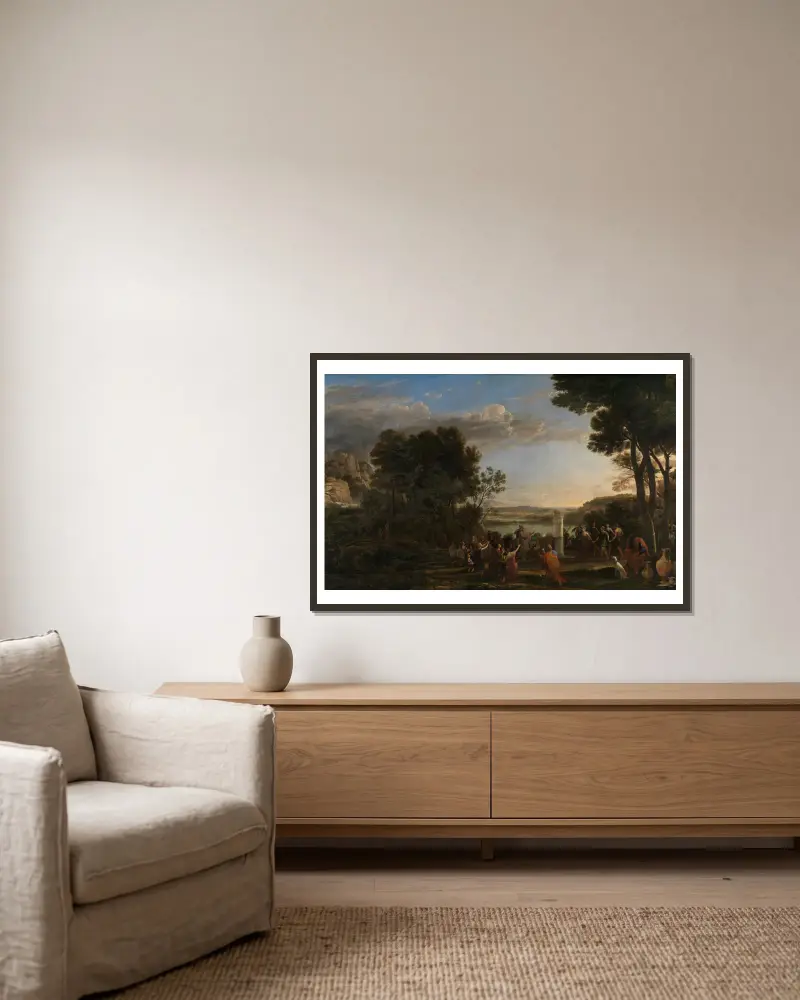 Tillbedjan av guldkalven, 1653 – nr 1 av Claude Lorrain inramad på en vägg