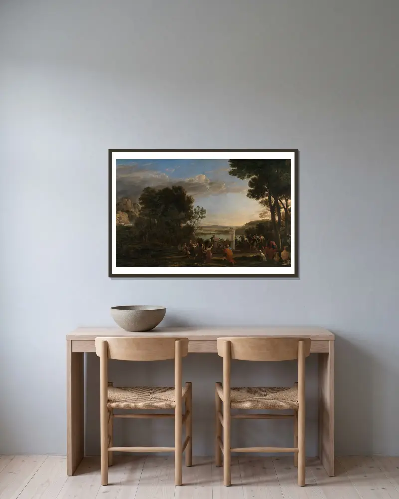 Tillbedjan av guldkalven, 1653 – nr 1 av Claude Lorrain inramad på en vägg