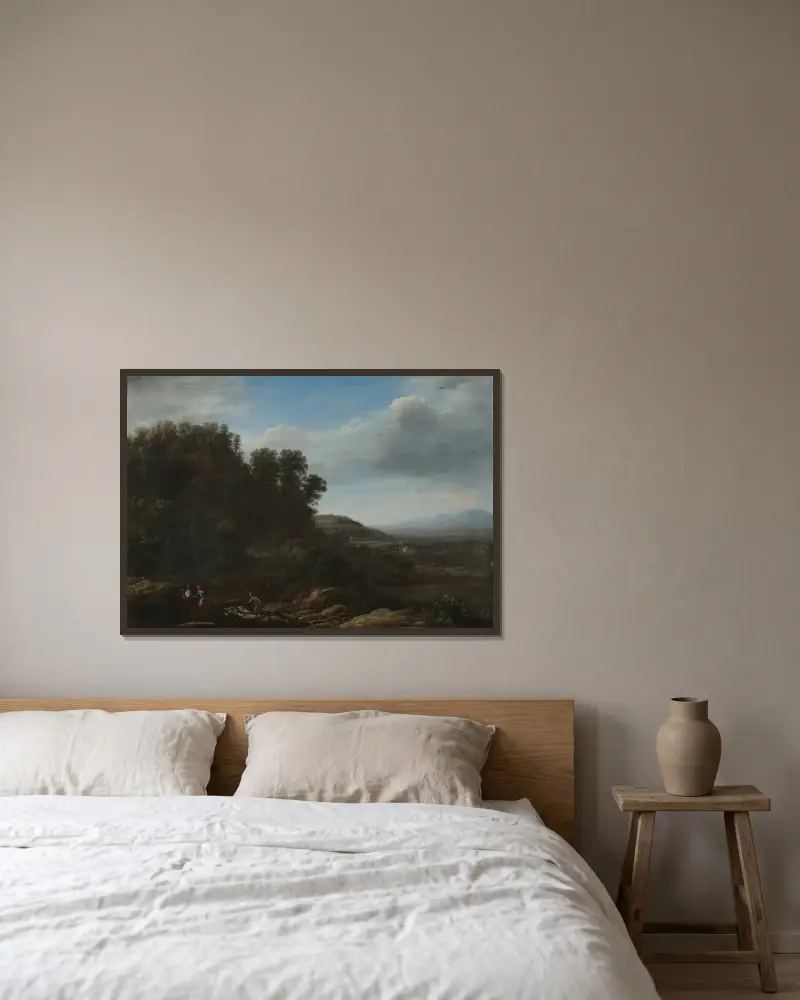 Italian Landscape av Claude Lorrain inramad på en vägg