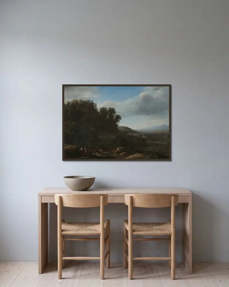 Italian Landscape av Claude Lorrain inramad på en vägg