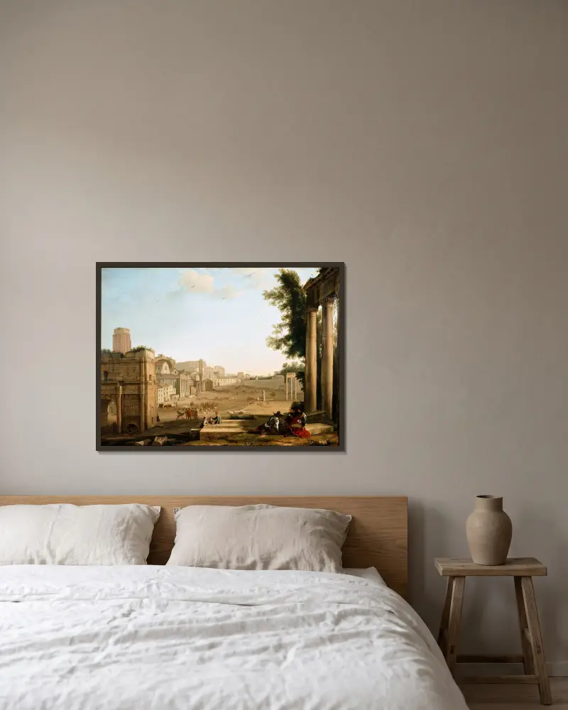 Campo Vaccino i Rom av Claude Lorrain inramad på en vägg