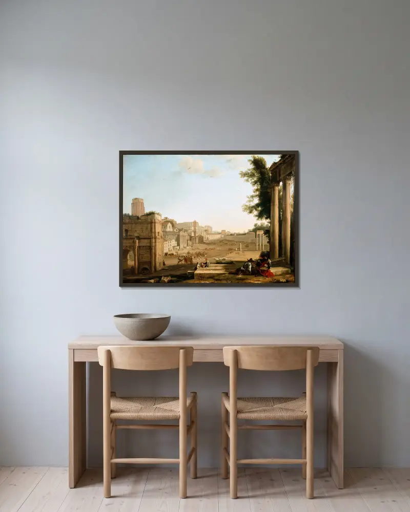 Campo Vaccino i Rom av Claude Lorrain inramad på en vägg