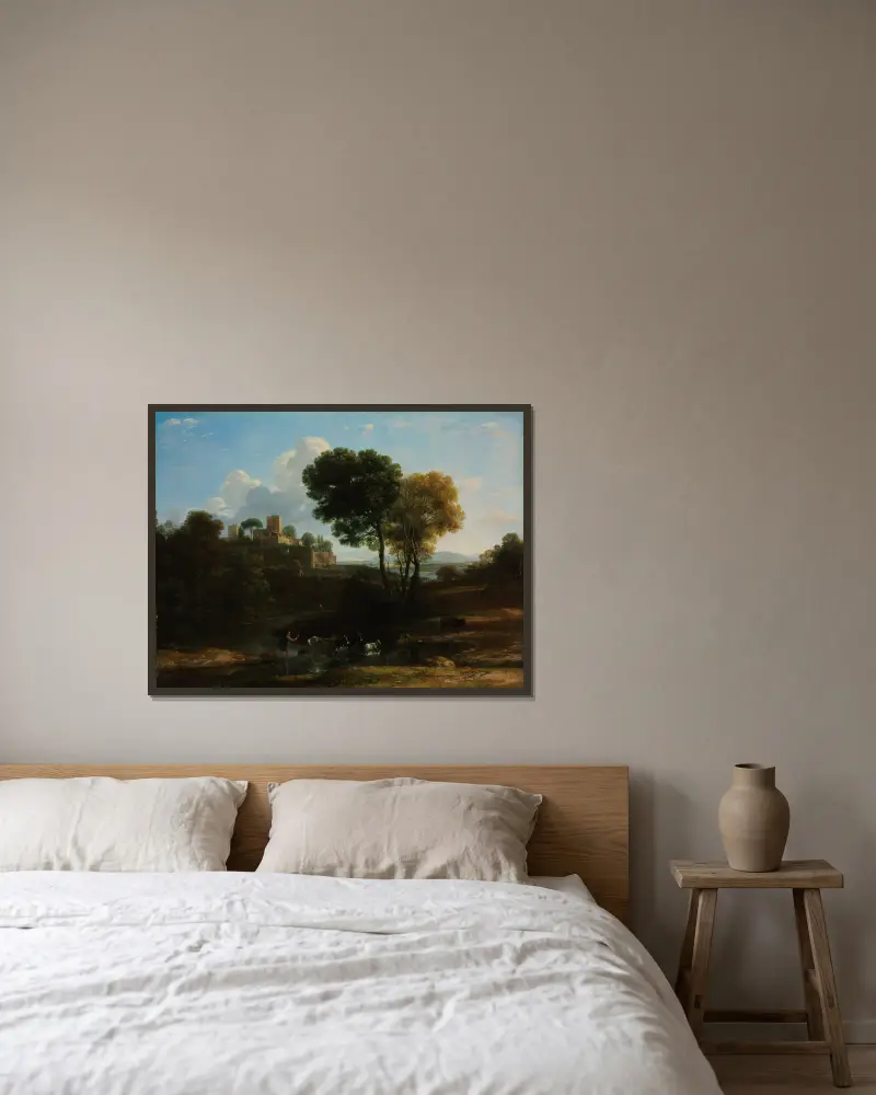 Villa i den romerska campagnan av Claude Lorrain inramad på en vägg