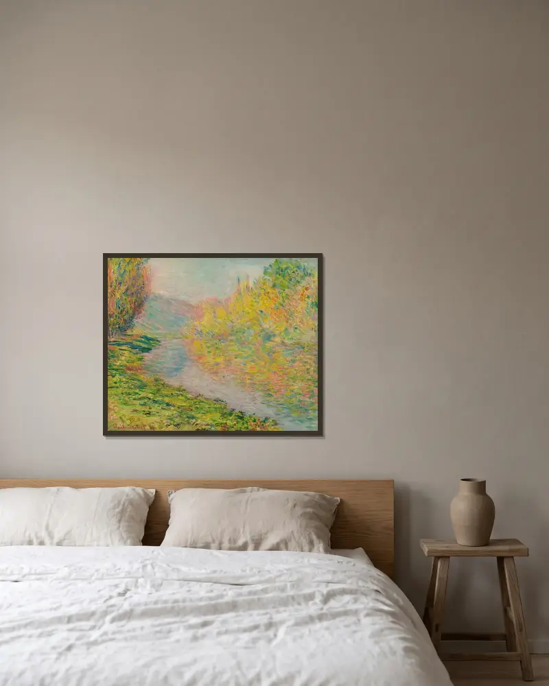 Automne À Jeufosse av Claude Monet inramad på en vägg