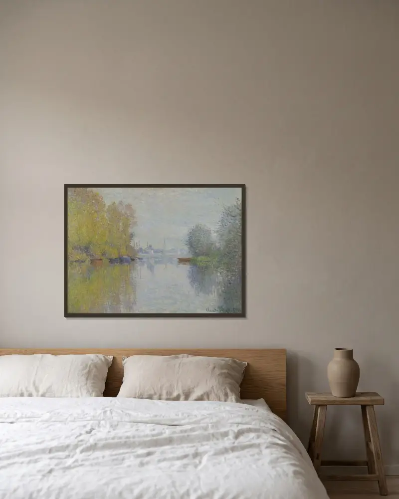 Höst vid Seine, Argenteuil av Claude Monet inramad på en vägg