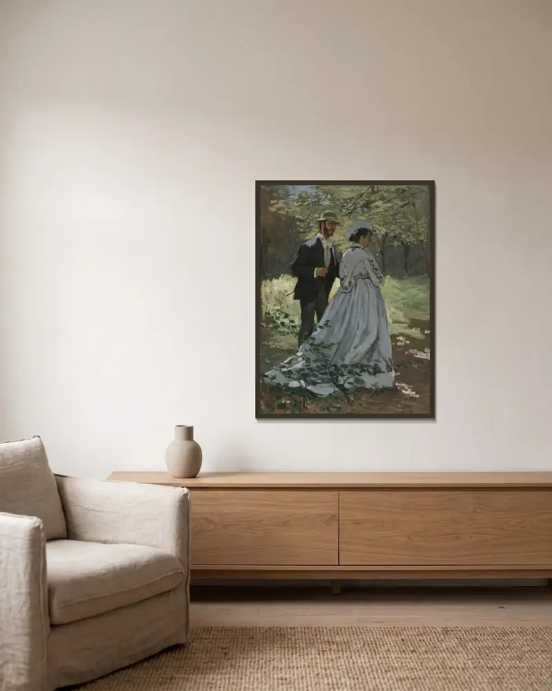 Bazille a Camille (Studie k Snídani v trávě), Claude Monet v rámu na stěně
