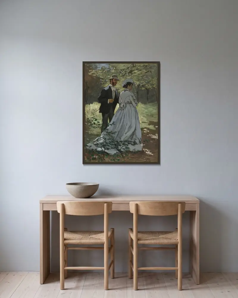 Bazille a Camille (Studie k Snídani v trávě), Claude Monet v rámu na stěně