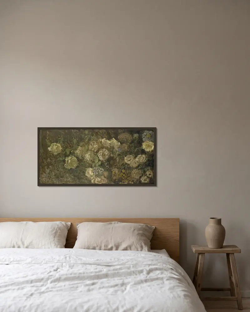 Blumen von Claude Monet gerahmt an einer Wand