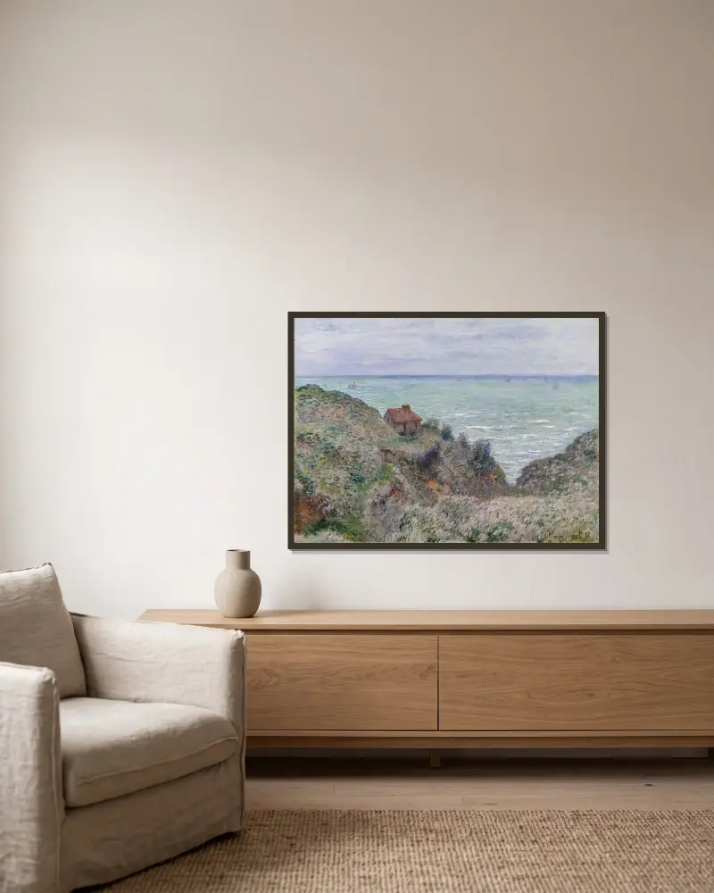 Tullvaktstugan av Claude Monet inramad på en vägg