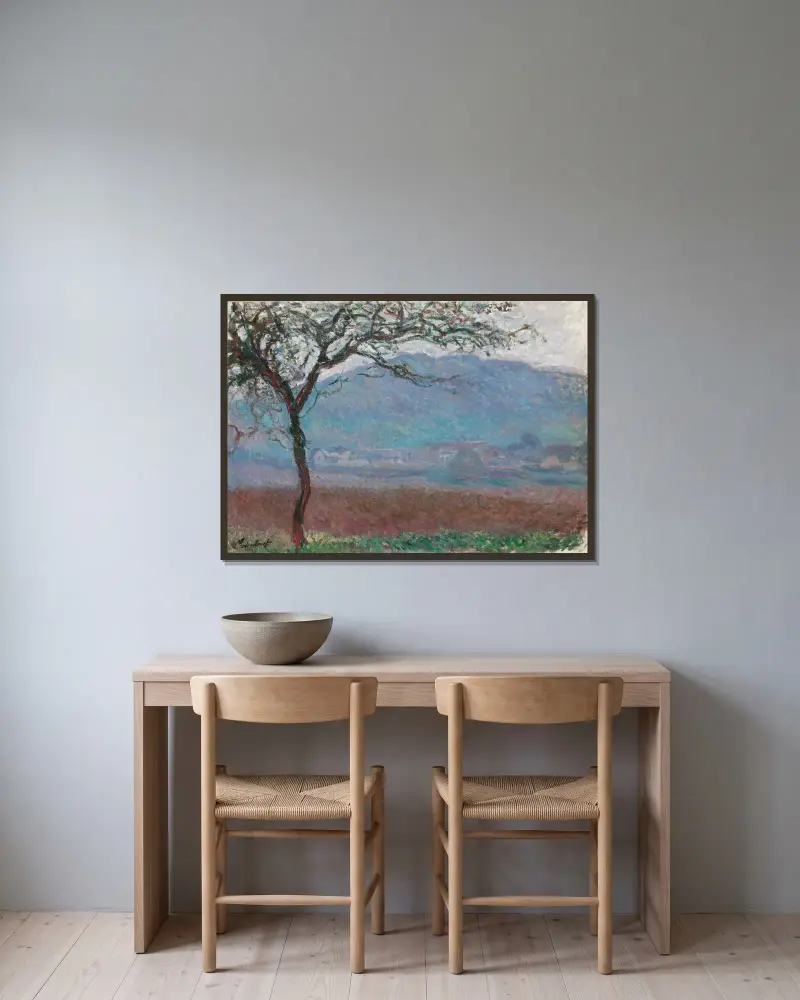 Champ À Giverny av Claude Monet inramad på en vägg
