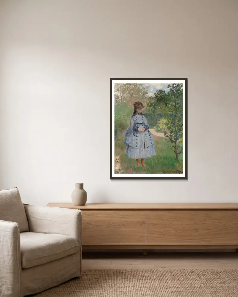 Dívka se psem, Claude Monet v rámu na stěně