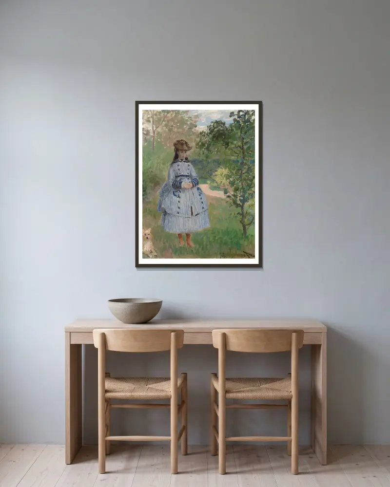 Dívka se psem, Claude Monet v rámu na stěně
