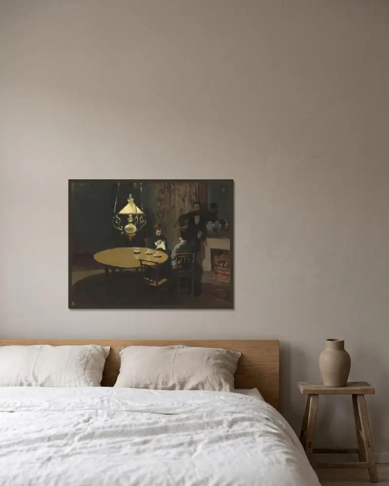 Wnętrze po obiedzie, Claude Monet w ramie na ścianie