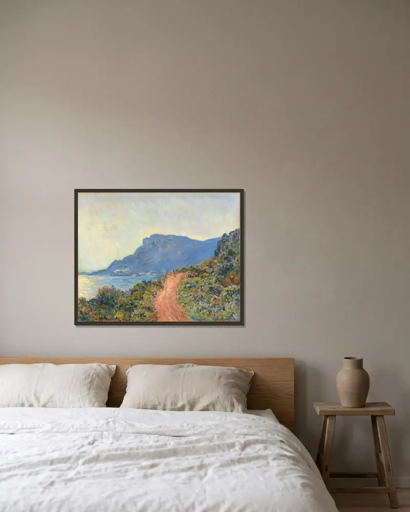La Corniche near Monaco av Claude Monet inramad på en vägg