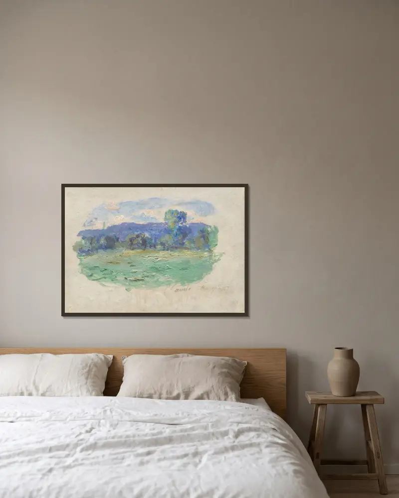 Seine vid Port-Villez av Claude Monet inramad på en vägg