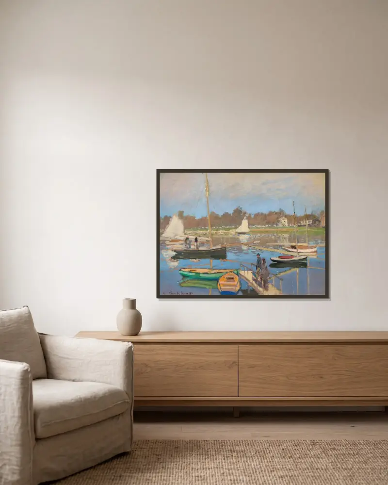 Le bassin d’Argenteuil av Claude Monet inramad på en vägg