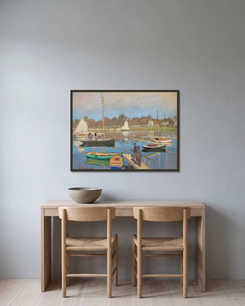 Le bassin d’Argenteuil av Claude Monet inramad på en vägg