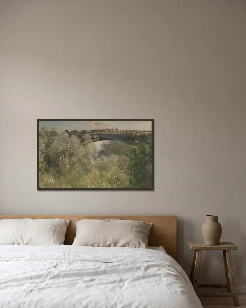 Die Brücke von Argenteuil von Claude Monet gerahmt an einer Wand