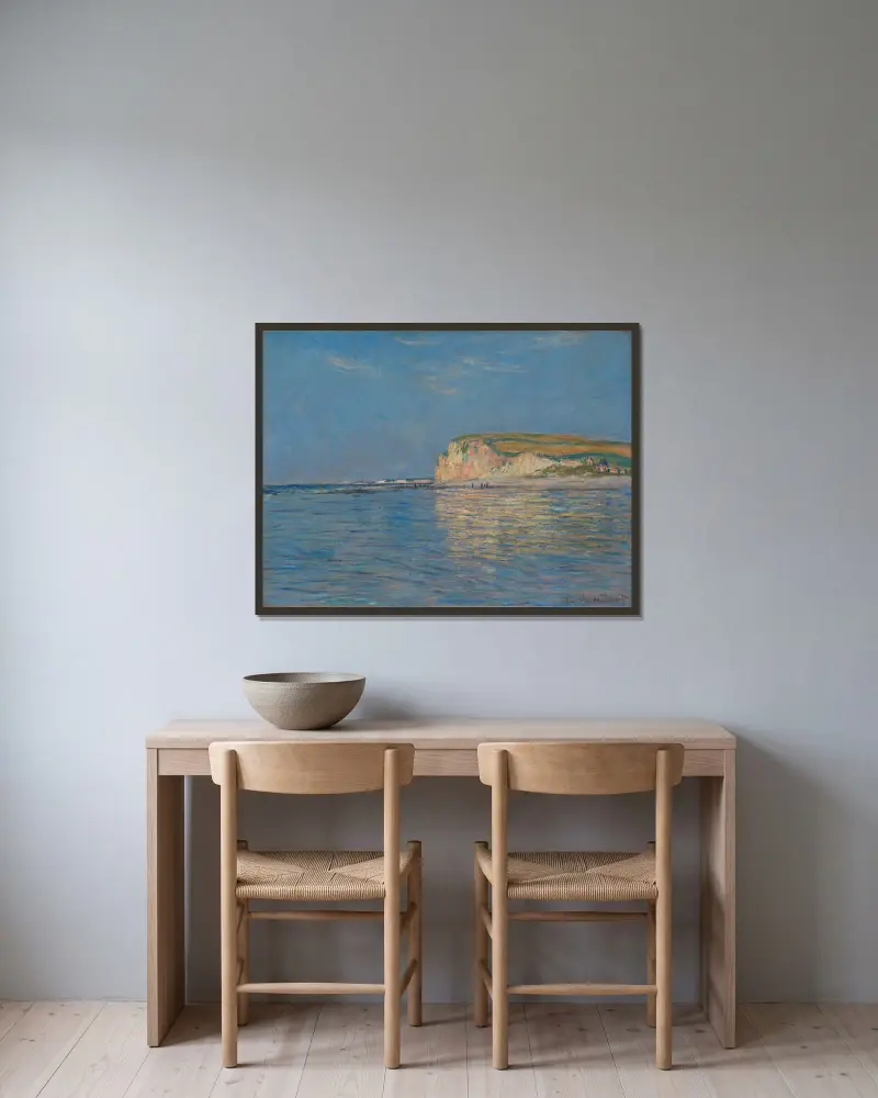Lågvatten vid Pourville, nära Dieppe av Claude Monet inramad på en vägg